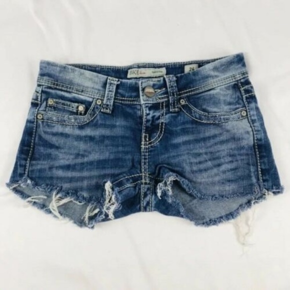 BKE Pants - Distressed Dark Wash Faded Jean Shorts